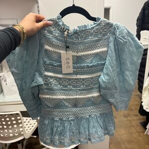 Sea New York Light Blue Lace Top